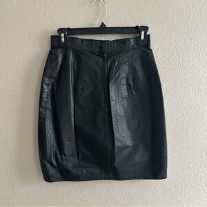 Winlit Vintage Black Leather Pencil Skirt